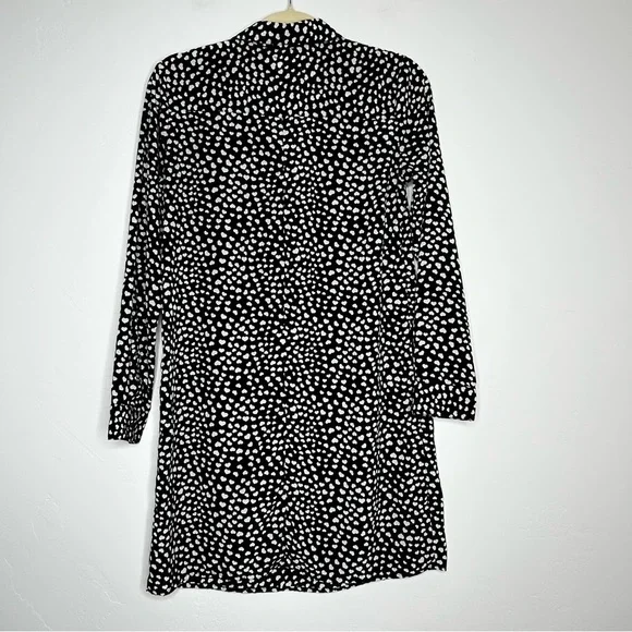 Old Navy Black White Ditzy Heart Print Long Sleeve Collared Dress Size XS - Picture 2 of 12